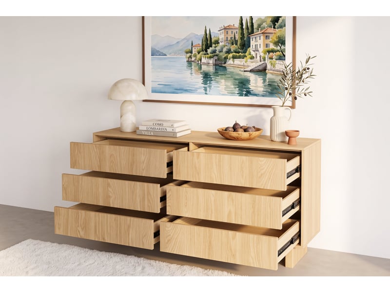  Sumba - buffet 153 cm mélaminé chêne clair  - Conforama D