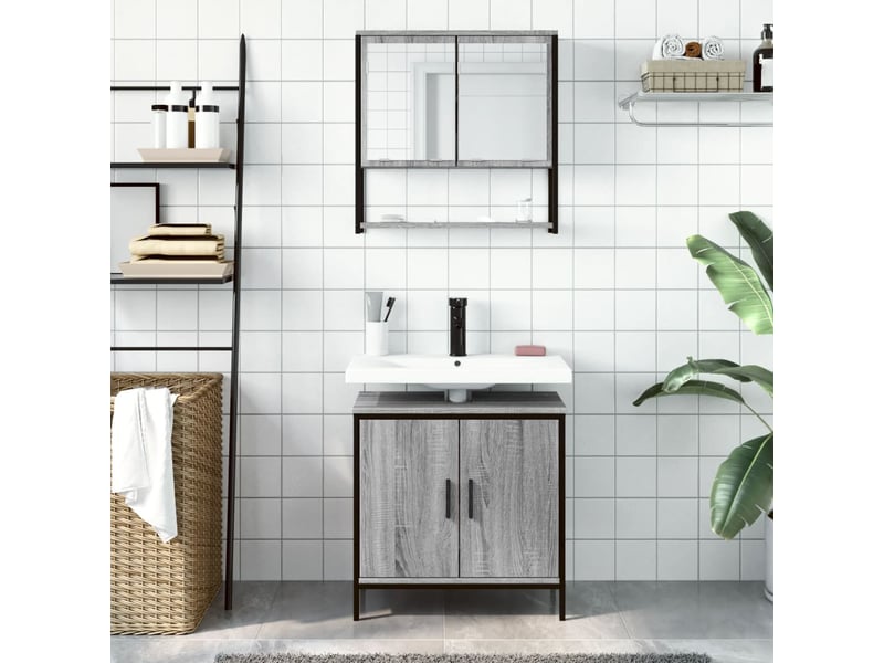 Ensemble de meubles de salle de bain 2 pcs sonoma gris cf63634 - Conforama C