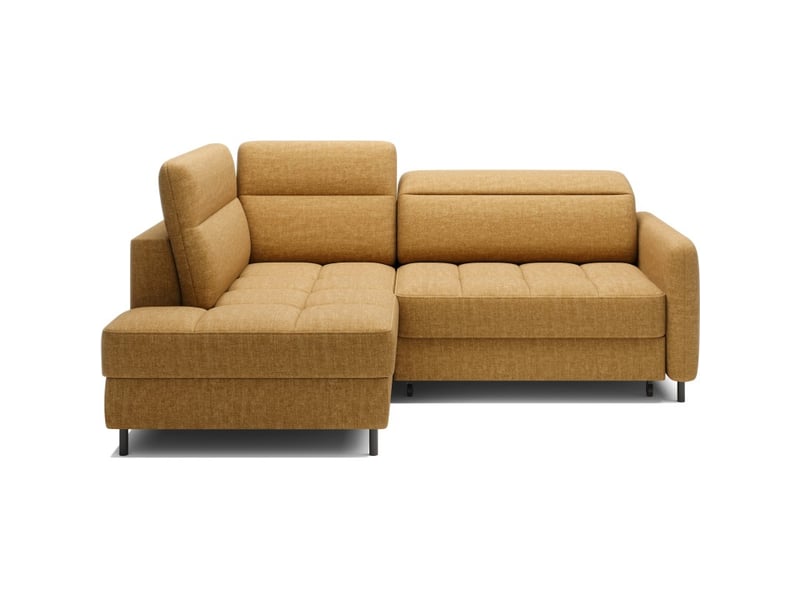 Canapé d'angle gauche convertible barnea 208 cm camel avec rangement - Conforama A