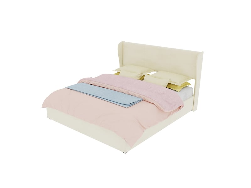  Lit coffre moderne minimaliste avec tête de lit rembourrée beige 160x200cm sommier coffre haut avec vérin gaz matelas inclus  - Conforama A