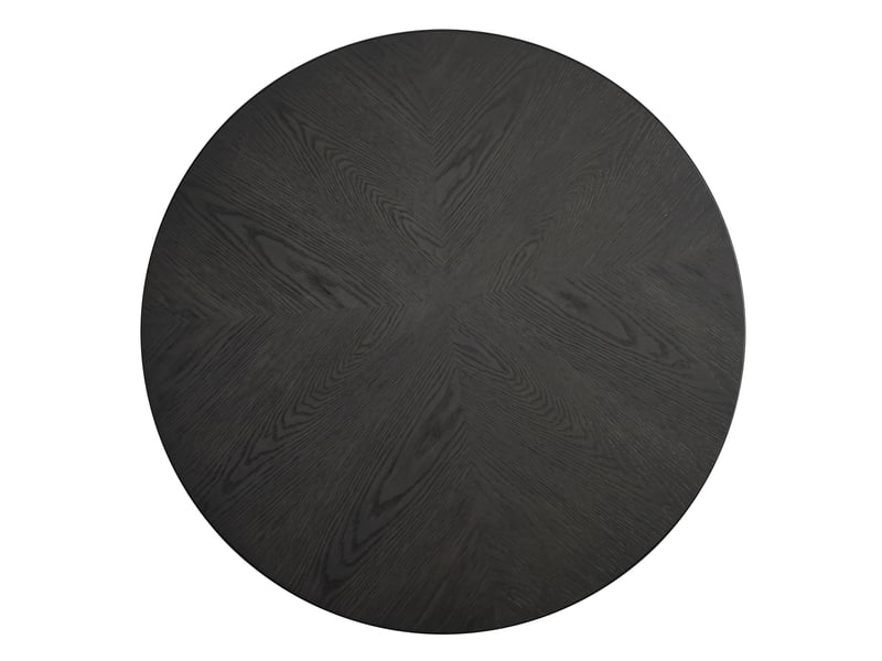  Table basse ronde avec base cylindrique cannelée et plateau épais, style moderne, pour salon, en bois d'ingénierie, noir  - Conforama E