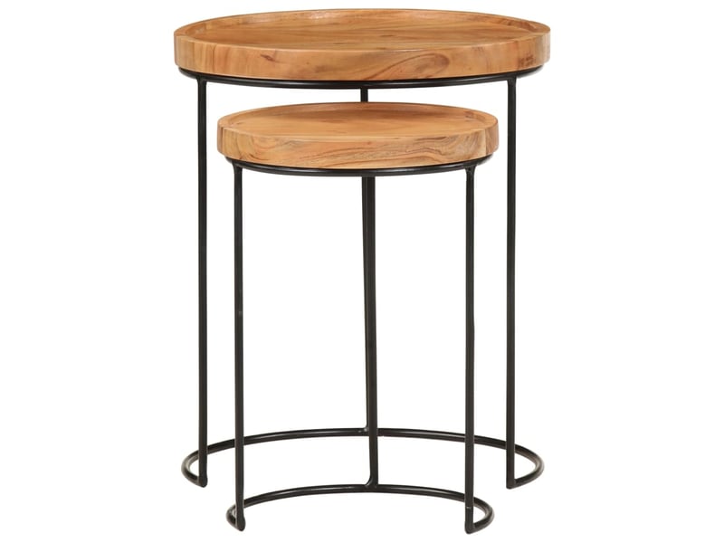  Ensemble de table basse 2 pcs bois d'acacia massif et acier  - Conforama E