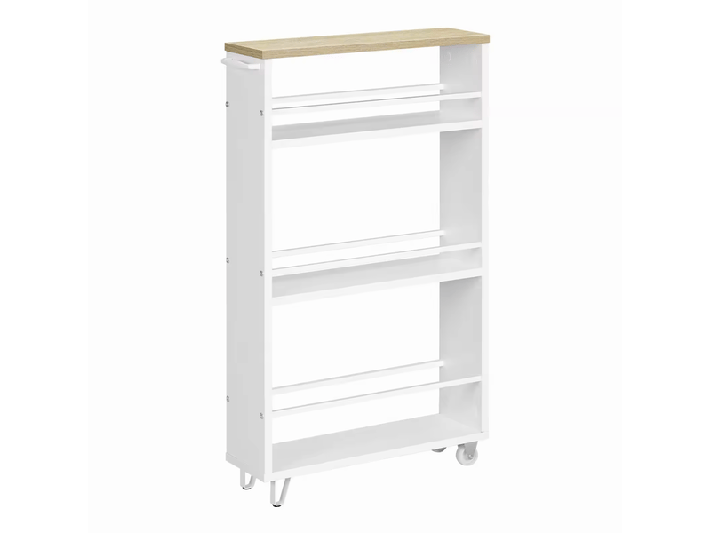  Chariot de cuisine 13x47x80 cm à roulettes bois métal blanc  - Conforama A