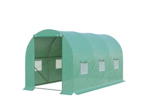 Serre de jardin tunnel 8 m² 4l x 2l x 1,9h m acier galvanisé renforcé diamètre 2,4 cm + pe haute densité fenêtres porte vert