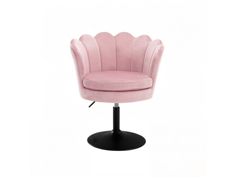  Chaise pivotante en forme de fleur, réglable en hauteur, en velours rose  - Conforama A