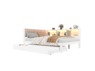 Lit gigogne 140x200 cm <strong>MERAX</strong> <strong>lit enfant blanc</strong> coloris blanc
