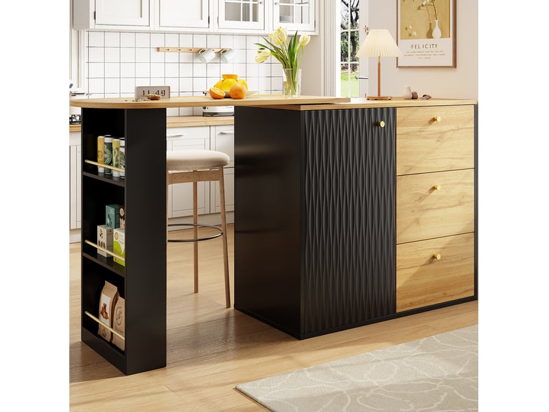  Table de bar extensible pivotante avec rangement mdf noir  - Conforama C