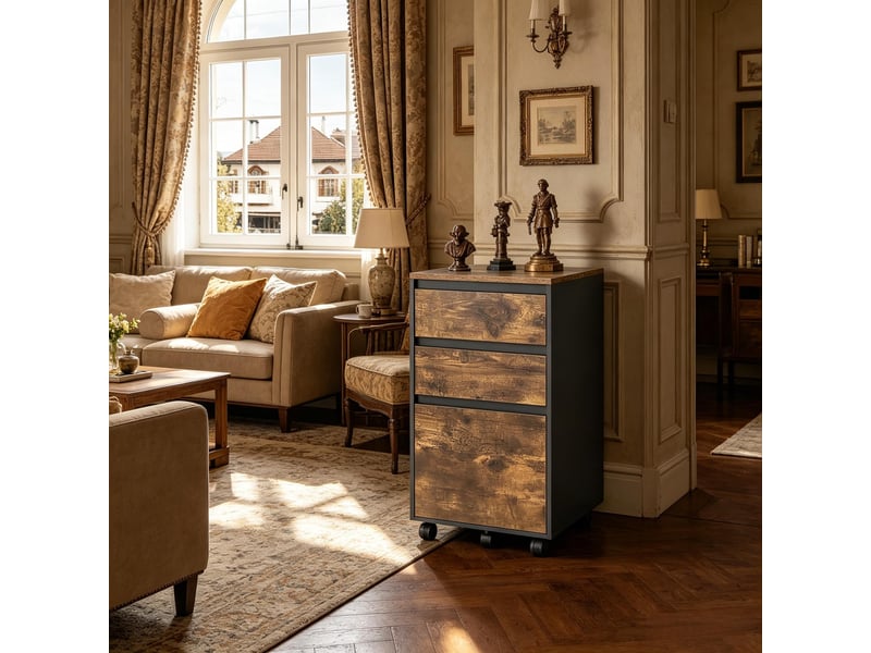 Caisson de rangement mobile chic, armoire à dossiers, meuble à roulettes - Conforama B