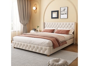 Lit 2 places 160x200 cm <strong>PHOEBE CAT</strong> <strong></strong> coloris beige