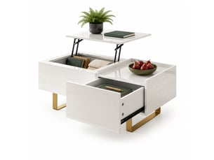 Table basse rectangulaire coloris blanc VLIVRA  - 50 cmx100 cm