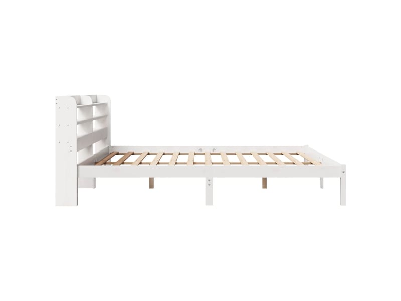  Lit double- lit adulte -  cadre de lit sans matelas blanc 200x200 cm bois massif de pin  - Conforama D