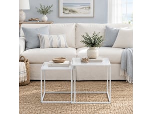 Table basse carré(e) coloris blanc LPOSPI - 40 cmx35 cm