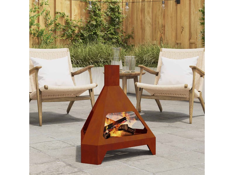  Brasero exterieur, foyer camping rouillé 50x43x52 cm acier patiné  - Conforama B