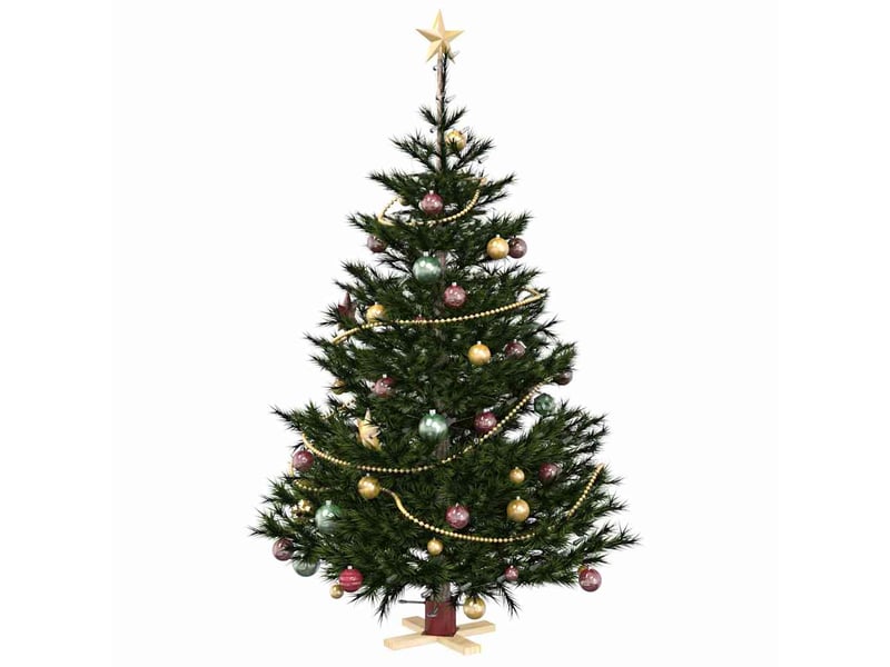  Pied de sapin de noël rouge 50 x 50 x 16 cm bois de pin massif  - Conforama C