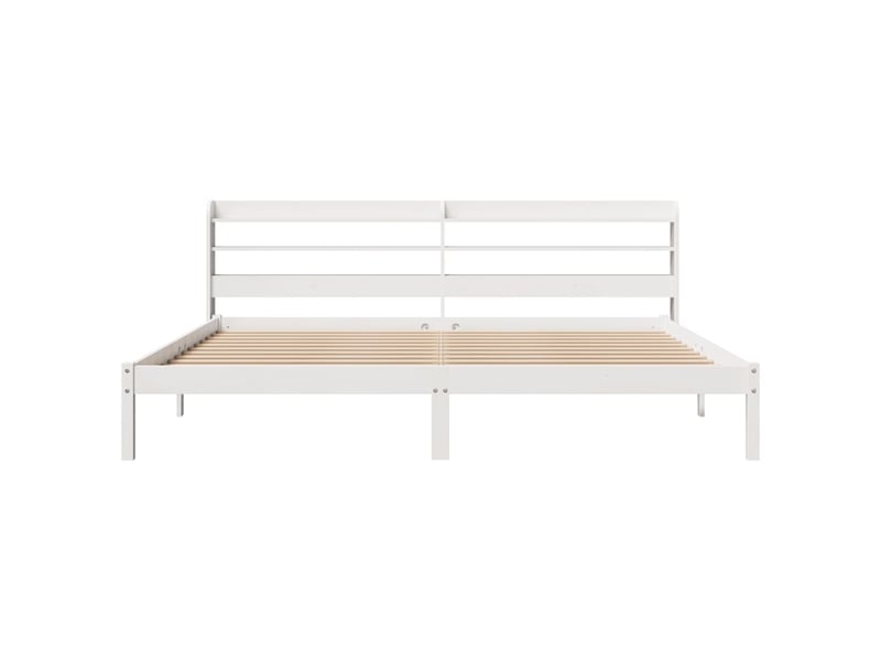  Lit double- lit adulte -  cadre de lit sans matelas blanc 180x200 cm bois massif de pin  - Conforama C