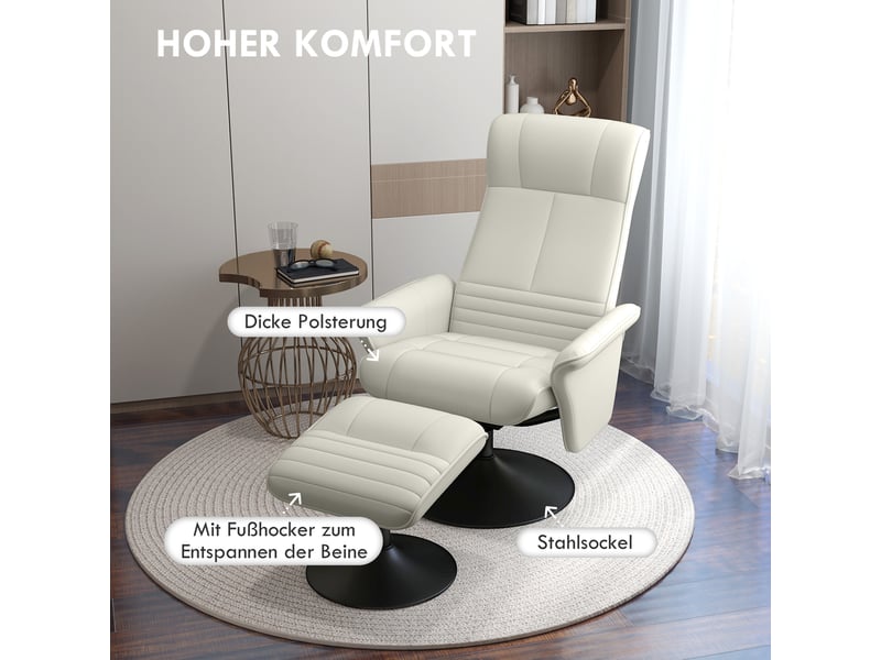  Ensemble 2 pièces : fauteuil relax tv pivotant 360° + pouf, microfibre, inclinable 135°  - Conforama C