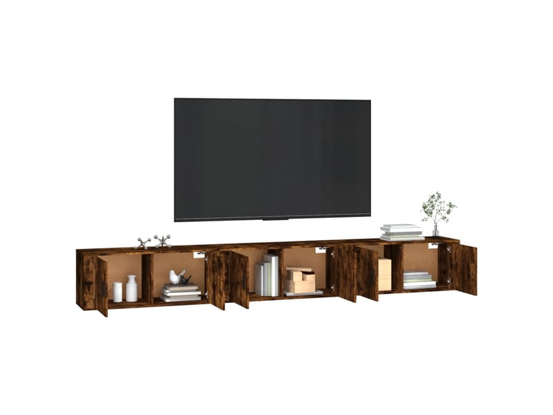  Lot de 3 meuble tv mural, meuble tv suspendu chêne fumé 100x34,5x40 cm  - Conforama C