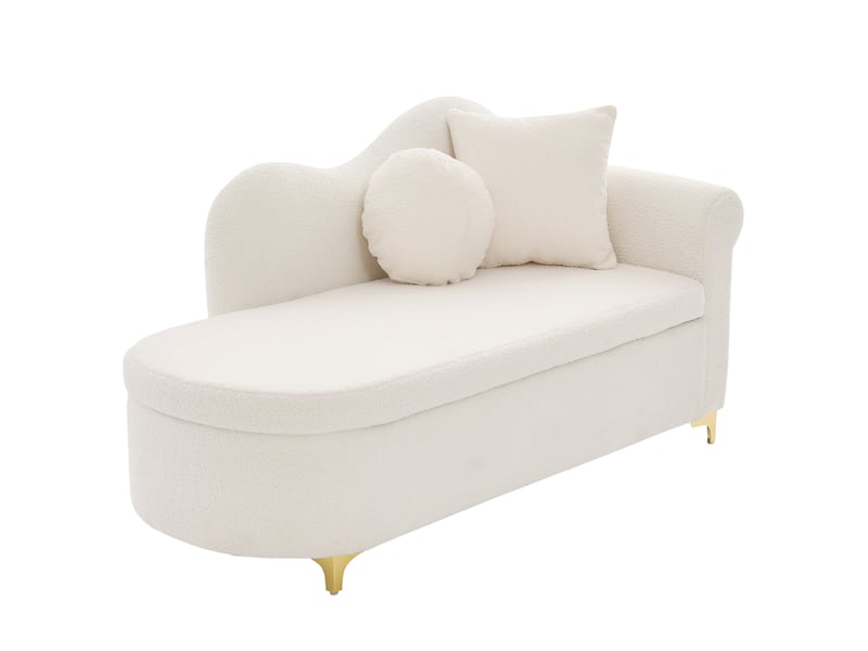  Méridienne multifonction avec rangement, design moderne, tissu bouclé, 134 cm, coussins inclus  - Conforama E
