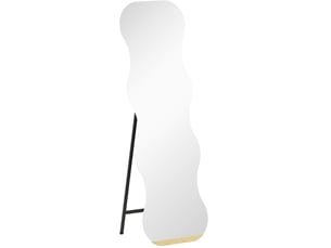 Grand miroir sans cadre, forme ondulée, noir