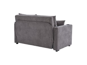 Canapé droit convertible 2 places en tissu gris avec usb, porte-gobelets et rangement, idéal petit espace