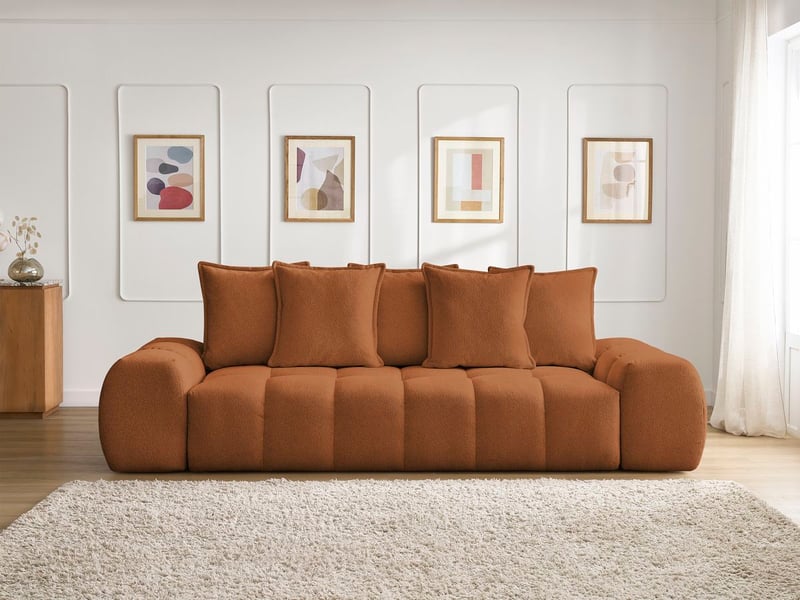  Bobochic canapé droit fixe 3 places everest tissu chiné orange EVEREST - Conforama D