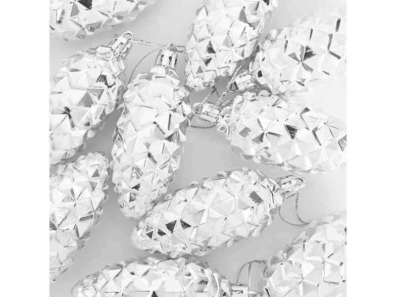  Boule de pomme de pin de noël 40 pcs argenté 4 x 9 cm plastique  - Conforama E