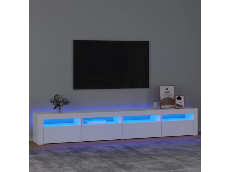 Meuble tv - banc tv - meuble de rangement avec lumières led blanc 240x35x40 cm - Conforama B