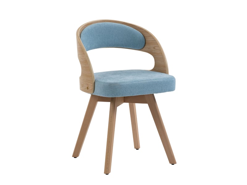  Chaise de salle à manger pivotante 360 degrés en lin bleu  - Conforama A