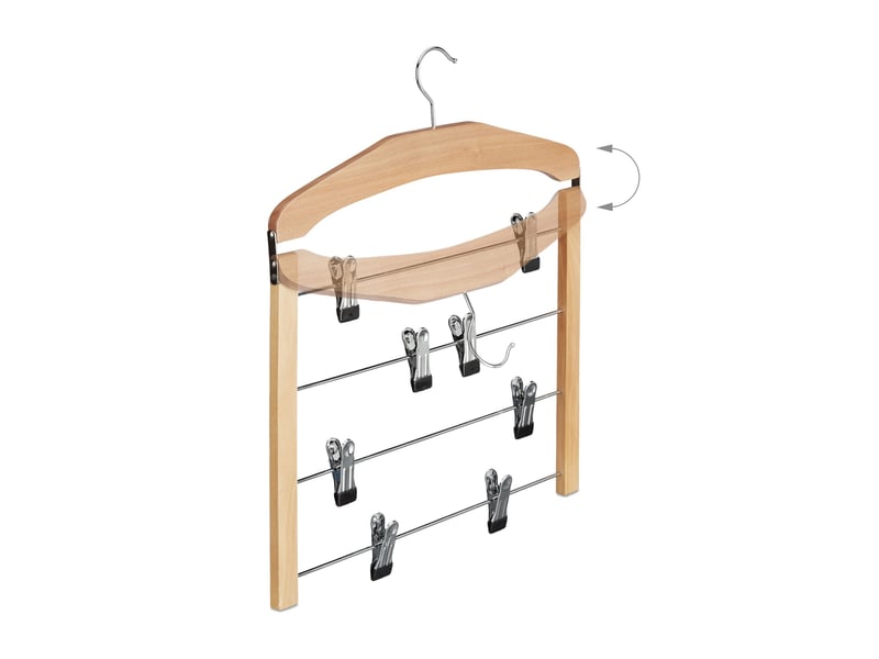  Cintre multiple à jupes et pantalons 45,5 x 39 x 2,5 cm rangement pratique bois naturel 13_0007308  - Conforama C