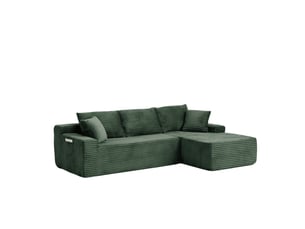 Canapé d'angle compressé droit fixe <strong>BGSRYAO</strong> <strong></strong> 3 places Velours côtelé Vert