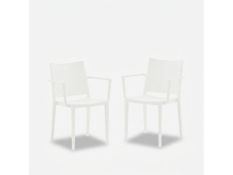  Lot de 2 chaises avec accoudoirs intérieur et extérieur vigo - blanc  - Conforama A