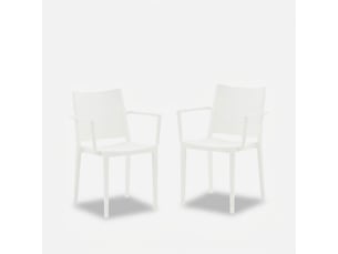 Lot de 2 chaises avec accoudoirs intérieur et extérieur vigo - blanc