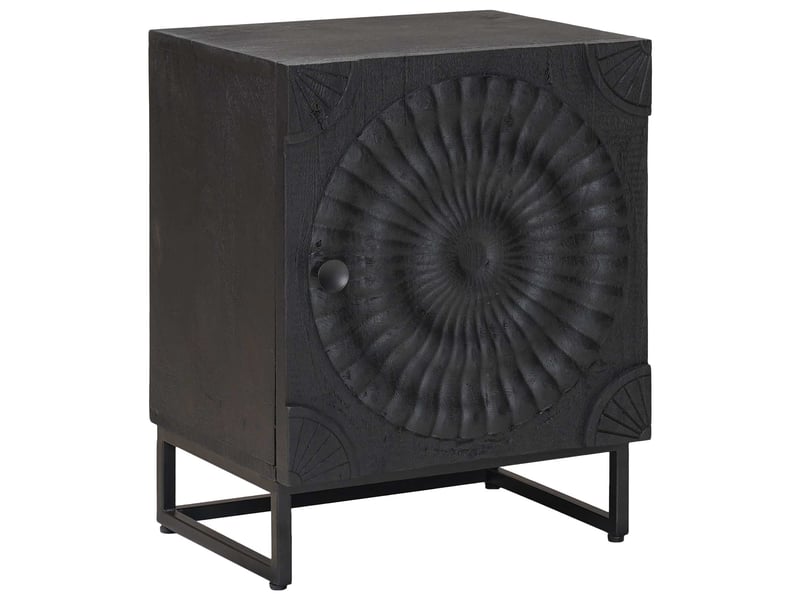  Table de chevet faite main noir 40 x 30 x 50 cm  - Conforama C