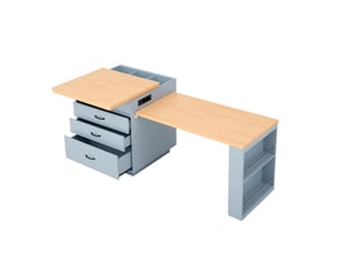 Îlot de cuisine 125,5-187,5x71x93 cm en mdf extensible avec led et prises bleu chicfurn