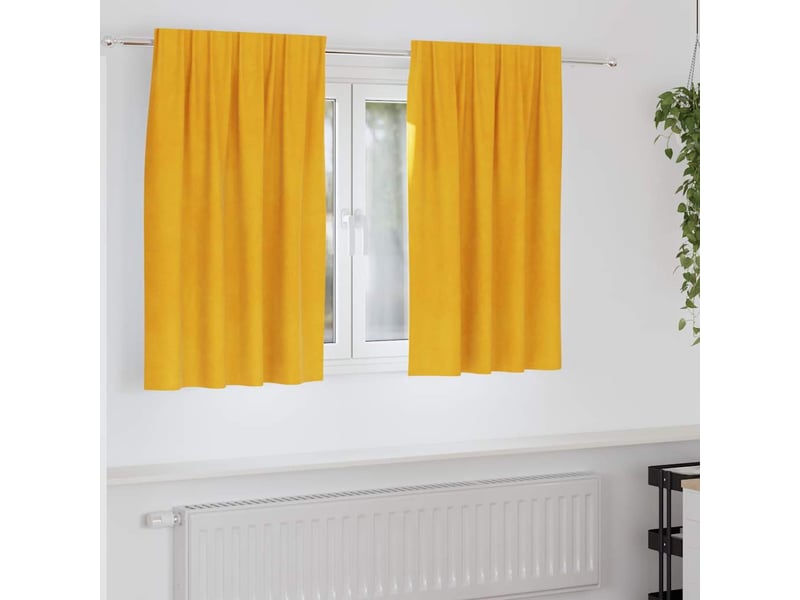 Lot de 2 rideaux, rideaux de fenêtre jaune moutarde 140 x 140 cm velours cf44075 - Conforama B