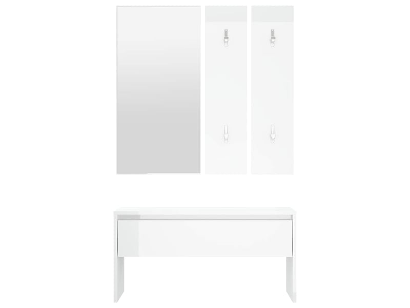  Ensemble de meubles de couloir blanc brillant bois d'ingénierie  - Conforama E