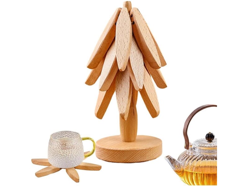  Dessous de plat de cuisine en bois, de pliable en forme d'arbre, de en bois pour casseroles et poêles chaudes, coussinets pliables résistants à la en  - Conforama A