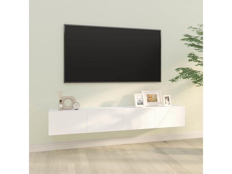  Meubles tv - banc tv - meuble de rangement muraux 2 pcs blanc 100x30x30 cm bois d'ingénierie  - Conforama B