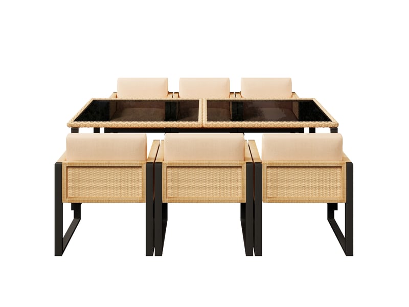  Ensemble repas de jardin en polyrotin 6 places, fauteuils, housses lavables  - Conforama D