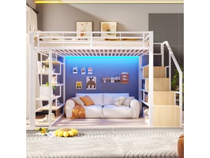 Lit mezzanine 140x200 cm <strong>MODERNLUXE</strong>  <strong></strong> coloris blanc