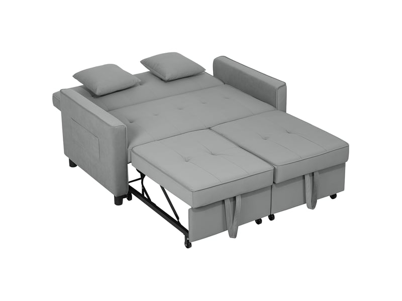  Canapé-lit convertible 2 places 4 en 1 en tissu avec coussins gris 140,5x90,5x89 cm  - Conforama B
