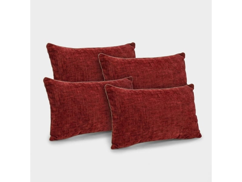  Coussin décoratif rectangulaire déhoussable en velours amyas - rouge  - Conforama A