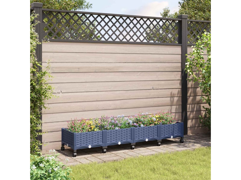  Jardinière - bac à fleurs avec roues gris bleu 160 x 40 x 33 cm pp  - Conforama B