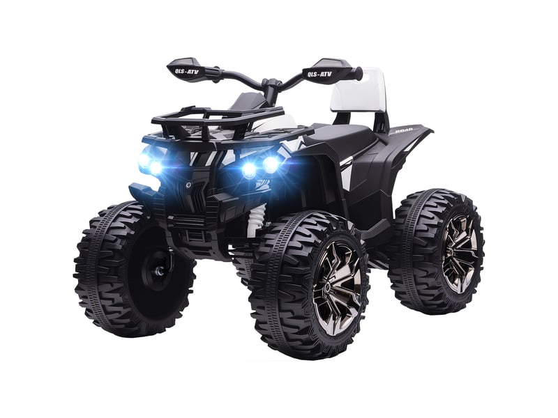  Quad électrique 12 v pour enfants de 3 à 5 ans, avec phares, pédales et port usb pour la musique, blanc.  - Conforama B
