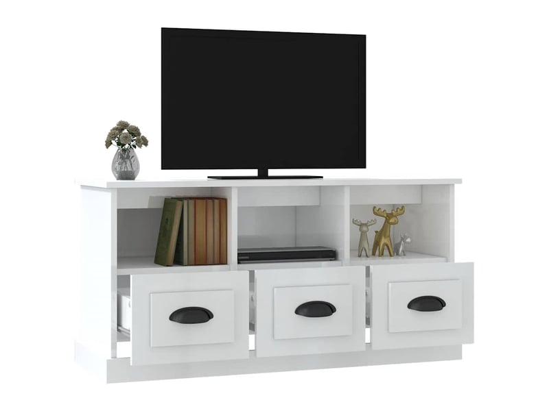  Meuble tv - banc tv - meuble de rangement blanc brillant 100x35x50 cm bois d'ingénierie  - Conforama E