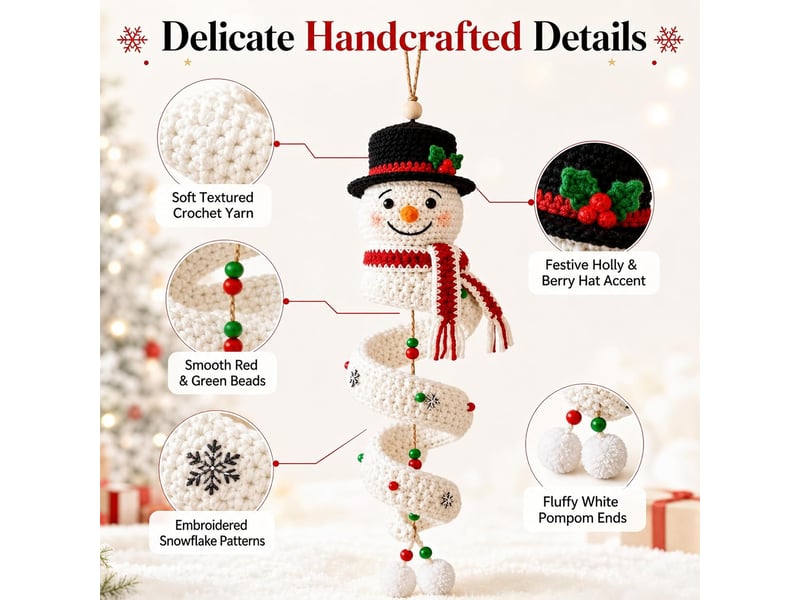  Lot de 2 kits diy crochet bonhomme de neige en spirale – pour débutants, ornements de noël à réaliser soi-même-style 1  - Conforama D