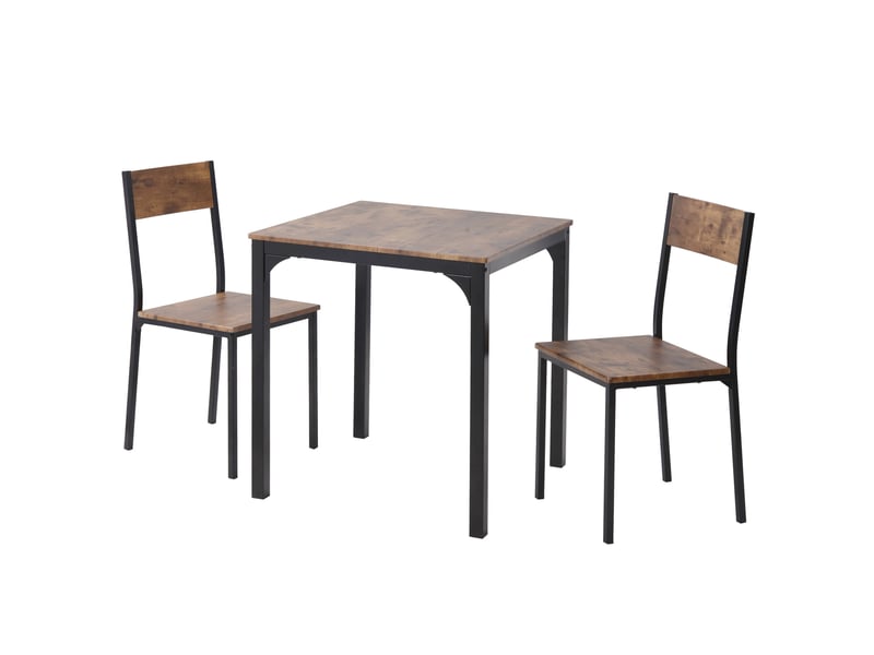  Ensemble table et 2 chaises marron vintage, table carrée 70 cm, table et chaises pour balcon, salle à manger ou petit salon  - Conforama R