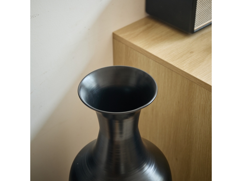  Lot de 3 vases de sol en métal noir, h 50,01, 65,99 et 83,01 cm, décor pour fleurs séchées et cache-pots  - Conforama E