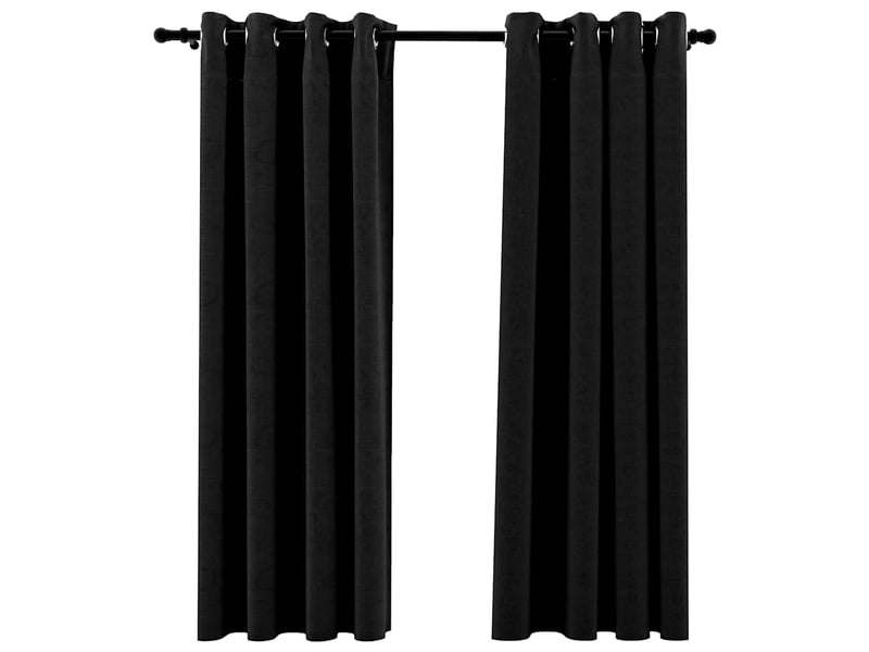  Lot de 2 rideaux occultants, rideaux black-out aspect de lin anthracite 140x175 cm cf44503  - Conforama A
