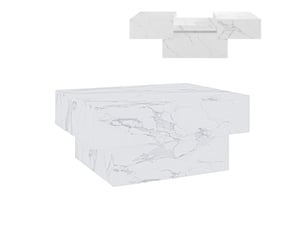 Table basse extensible lens 80 x 60 x 36 cm effet marbre blanc [en.casa]